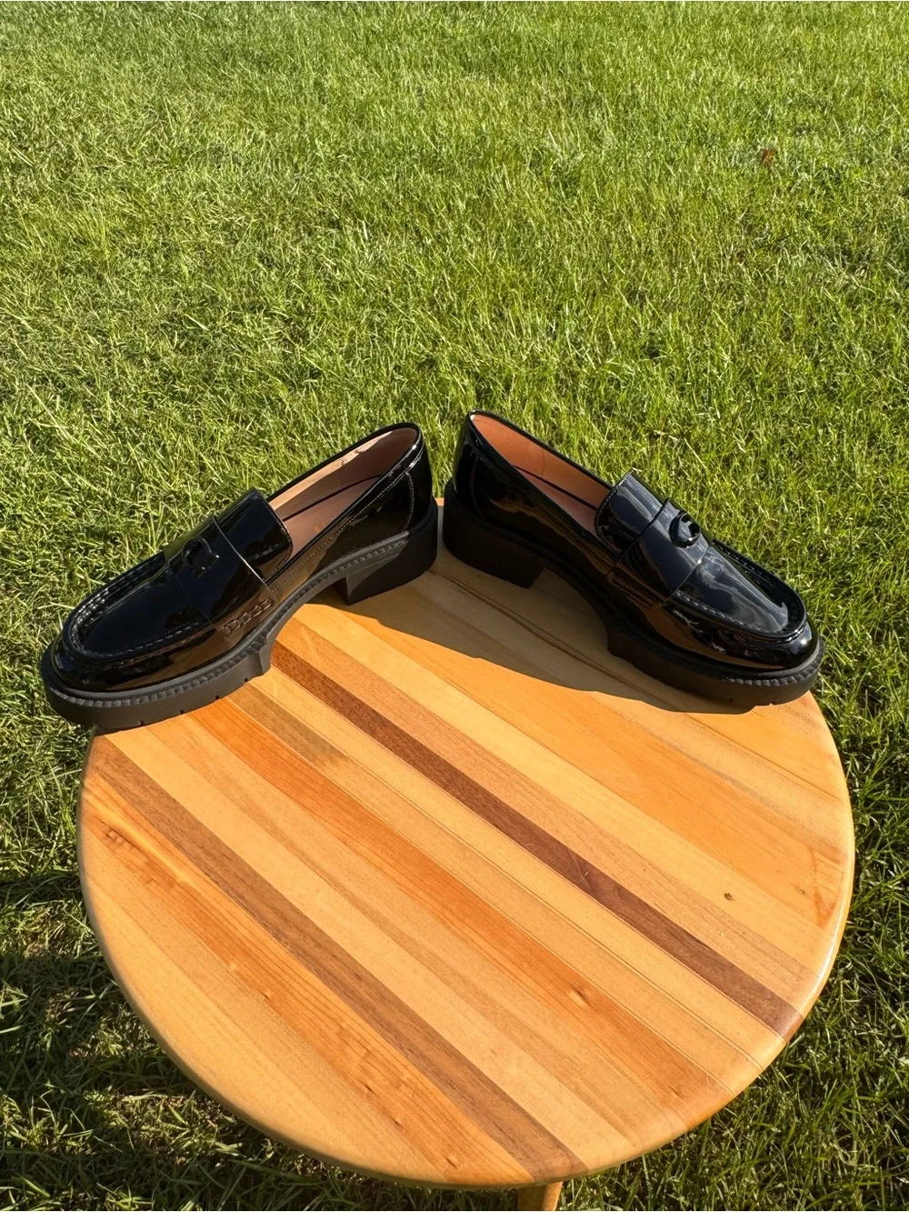 Ladies Coach Black Patent Leather Platform Loafers